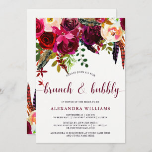 Floral de Boho  Brunch et Bubbly Invitation