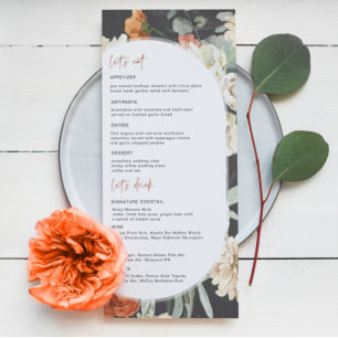 Floral de Boho foncé   Menu Mariage