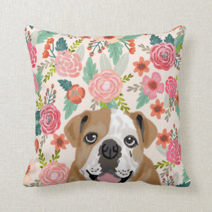 Floral de bulldog anglais coussin portraits d'anim