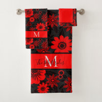 Floral de jungle monogramme rouge, noire et blanch