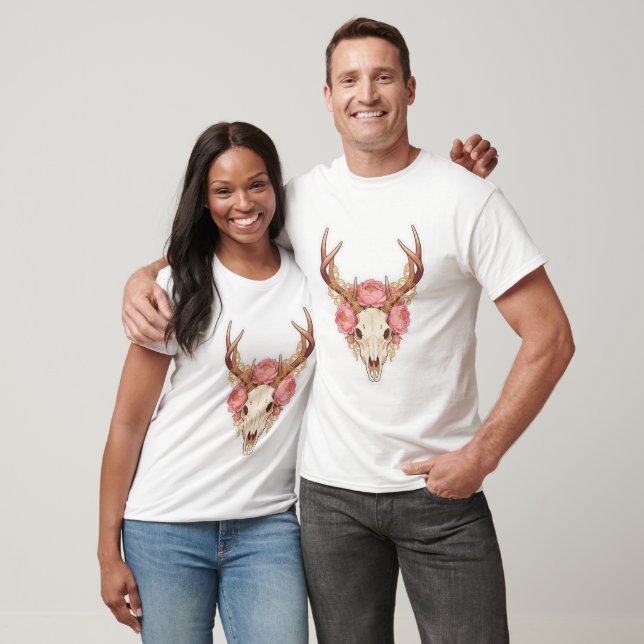 Floral Deer Skull T-Shirt  (Unisexe)