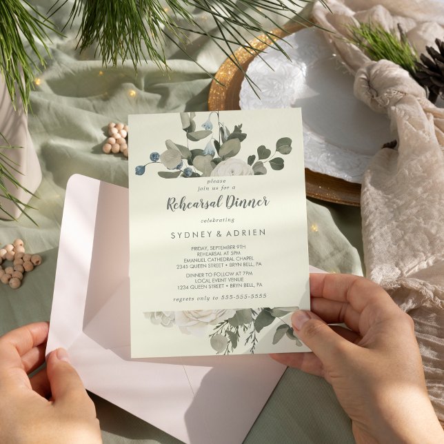 Floral d'hiver | Invitation au dîner de répétition (Créateur téléchargé)