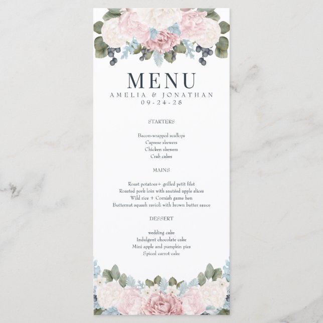 Floral d'hiver | Menu Mariage rustique (Devant)