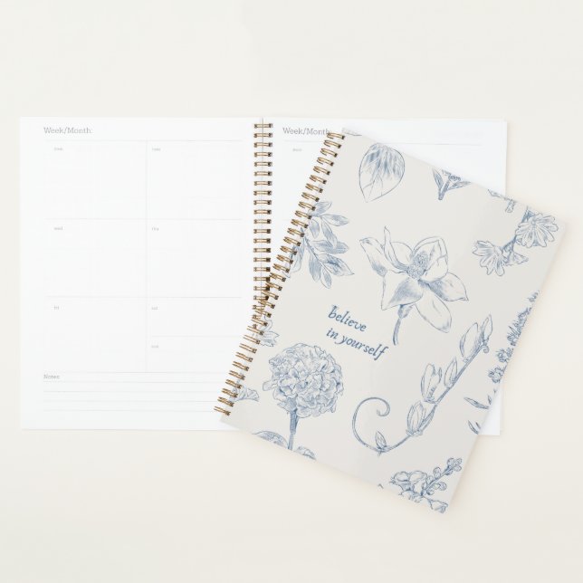 Floral Digital Notebook – “Believe in Yourself” (Devant avec enveloppe)