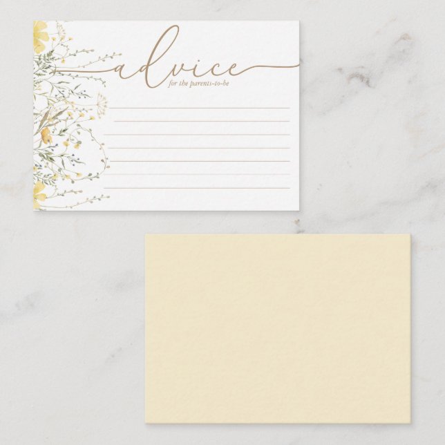 Floral d'or | Carte de conseil Baby shower Fleur s (Devant / Derrière)