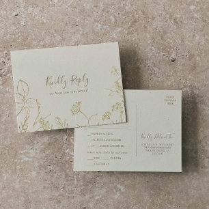 Floral doré   Carte Postale RSVP Choice Menu