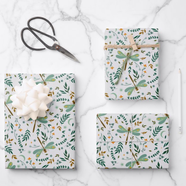 Floral Dragonfly Ferns Cadeau Motif Feuille (Recto)