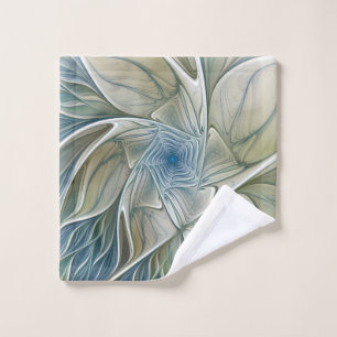 Floral Dream Motif Abstrait Blue Khaki Fractal