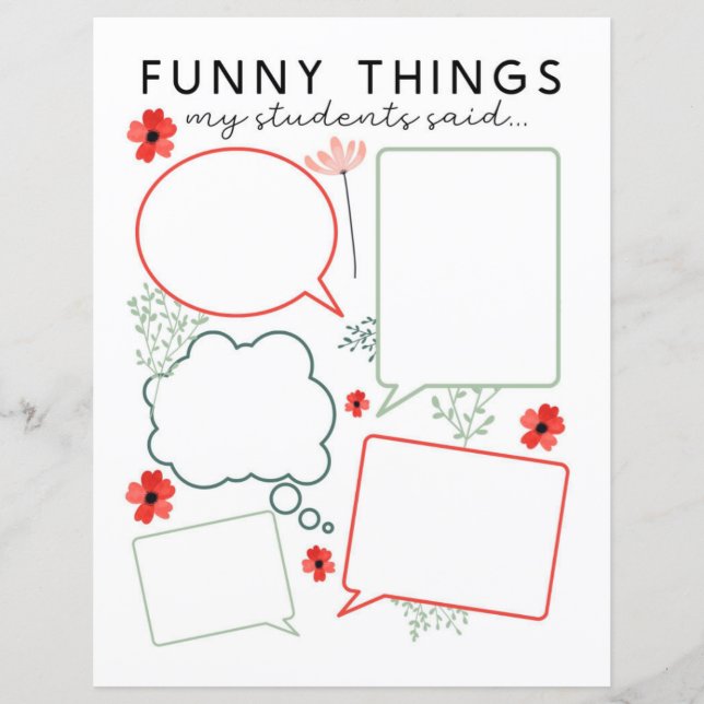 Floral Drôle Que Mes Étudiants Ont Dit (Devant)