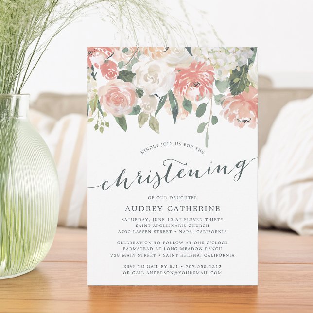 Floral du milieu de l'été | Invitation Christening (Créateur téléchargé)