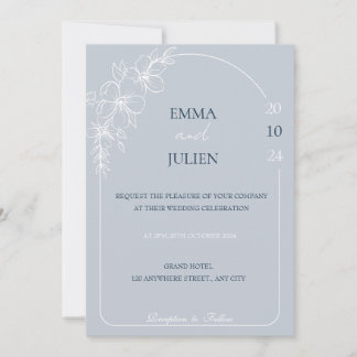 Floral Dusty bleu Faire-part de mariage