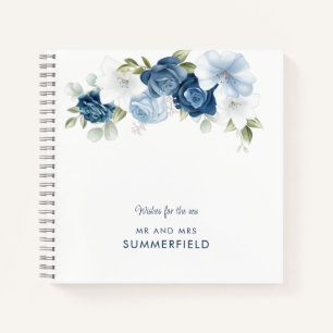 Floral Dusty Blue Botanical Mariage Livre d'invité
