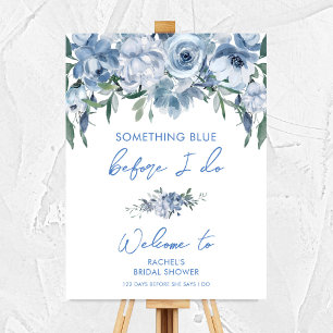 Floral Dusty Blue Fête des mariées Affiche de bien