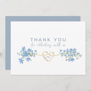 Floral Dusty Blue Mariage Carte de remerciements