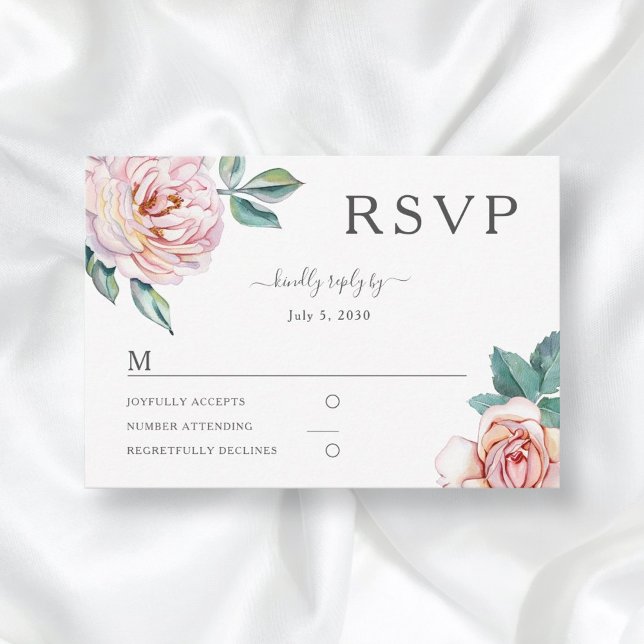 Floral Dusty Rose Blush Peonies rose Mariage RSVP (Créateur téléchargé)