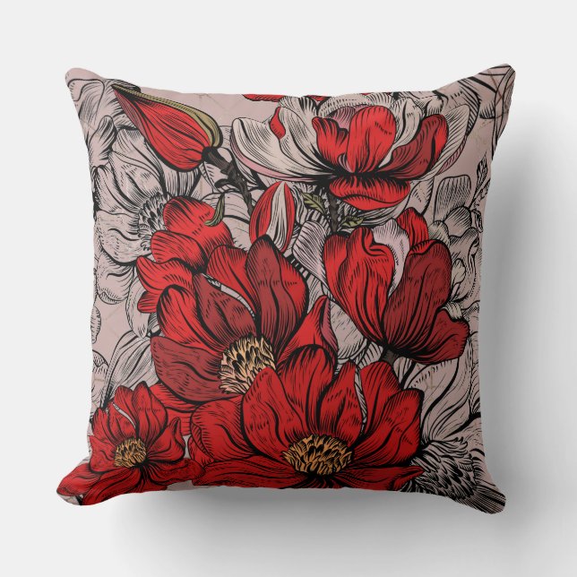 Floral Dusty rose Coussin réversible (Recto)