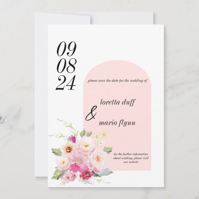 Floral Dusty Rose Enregistrer la date Invitation (Devant)
