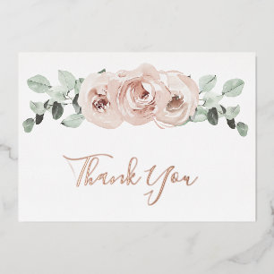Floral Dusty Rose Gold Foil Mariage Carte de remer