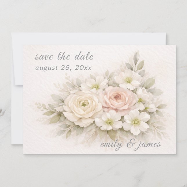 Floral Editorial Bouquet save the date cards (Devant)