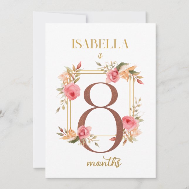 Floral Elegant Carte de la première année bébé jal (Devant)
