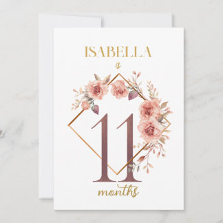 Floral Elegant Carte de la première année bébé jal