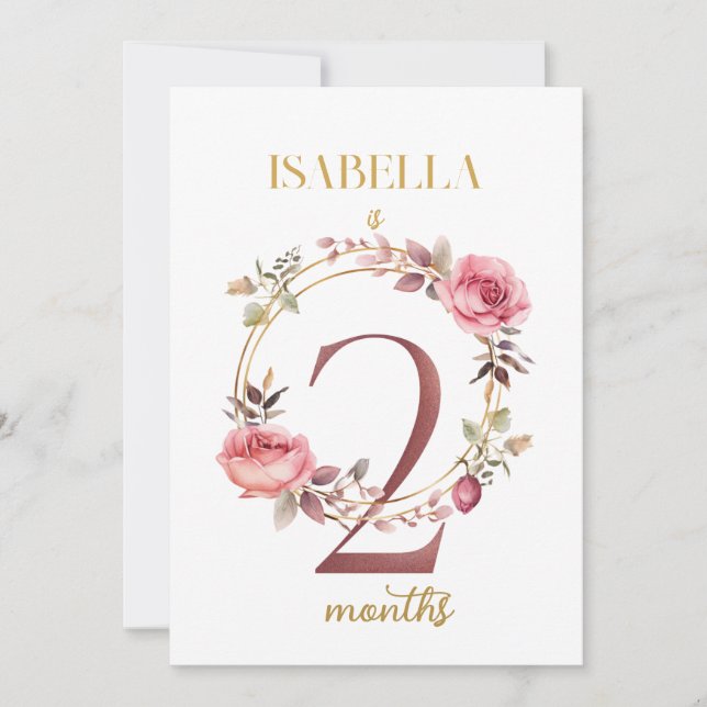 Floral Elegant Carte de la première année bébé jal (Devant)