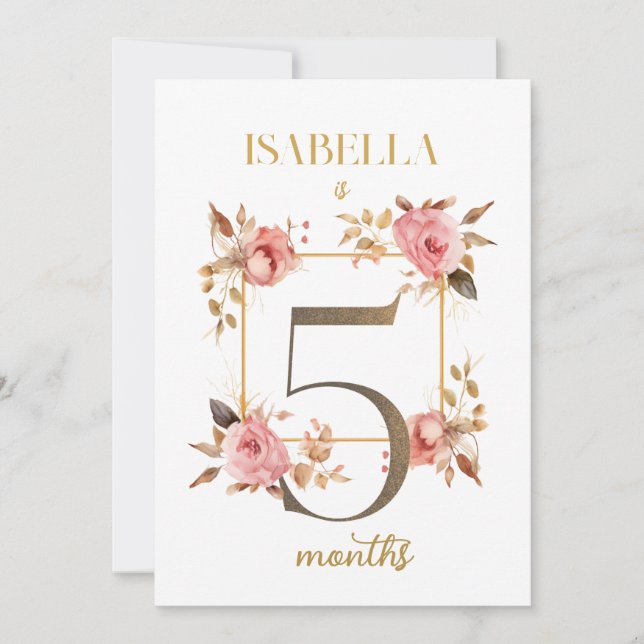 Floral Elegant Carte de la première année bébé jal (Devant)
