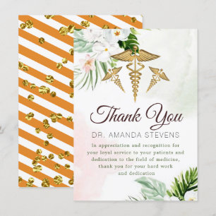 Floral Elegant Doctor   Carte de remerciements inf