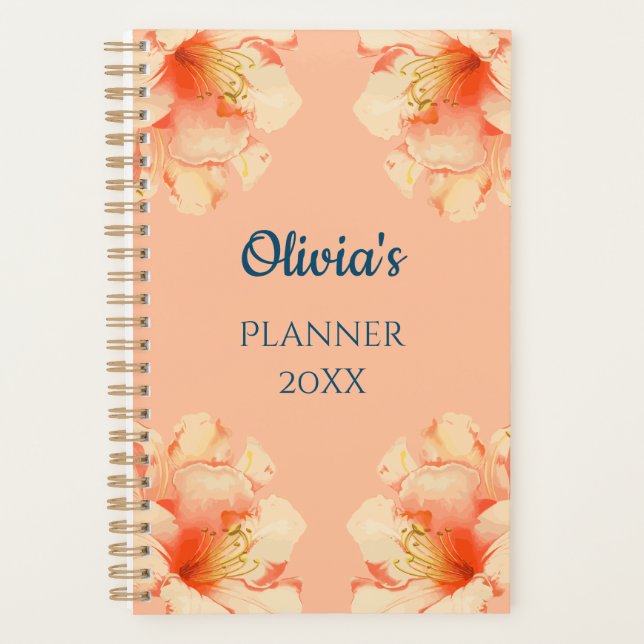 Floral Elegant Peach Colour Planner (Devant)