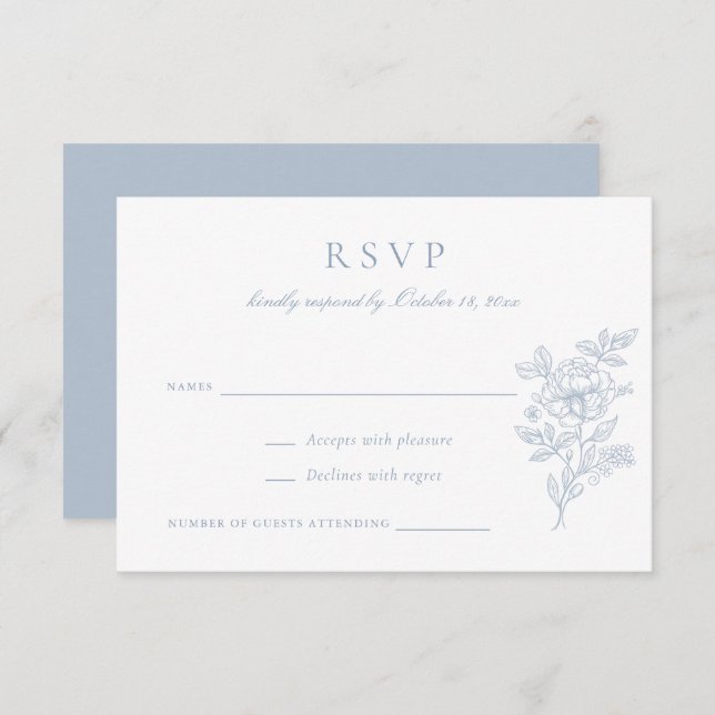 Floral Elegant Vintage Wedding RSVP Invitation (Devant / Derrière)