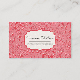Floral Embossé rose foncé Carte de visite couleur