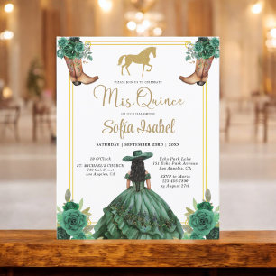 Floral Emerald Green Boots Horse Quinceanera