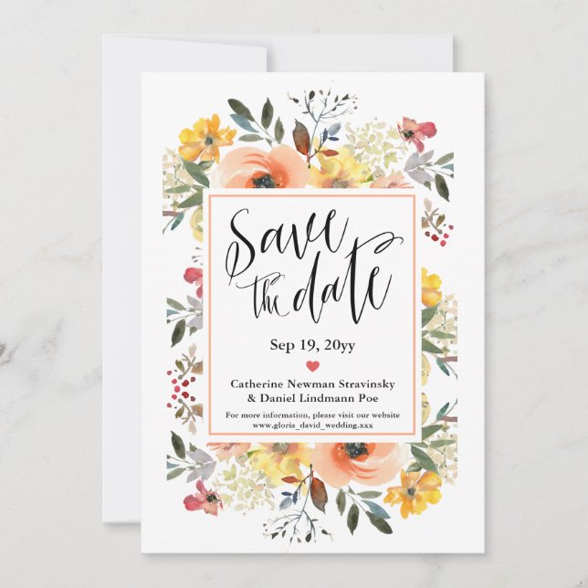 Floral Enregistrer la date Invitation (Devant)