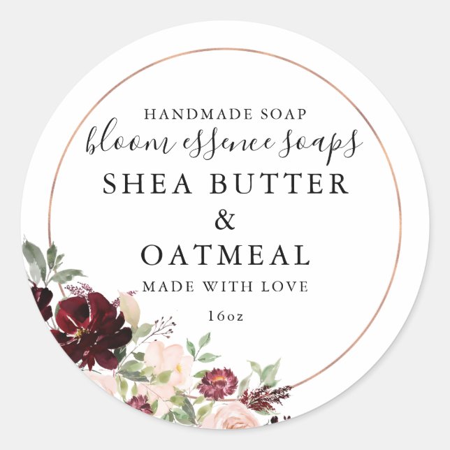 Floral et huile | Sticker pour savon (Devant)