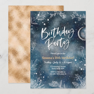 Floral étoiles ciel nocturne Fête Invitation