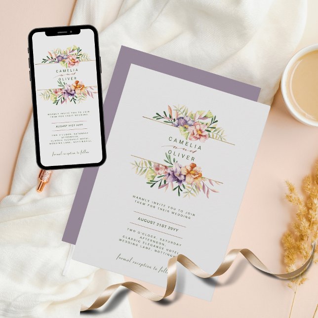 Floral Faire-part de mariage BOHO Fleurs sauvages  (Créateur téléchargé)