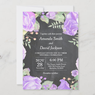 Floral Faire-part de mariage Purple Aquarelle Flor