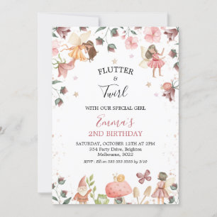 Floral Fairies Girls Anniversaire Fête Invitation