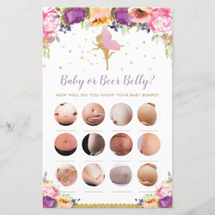 Floral Fairy Baby or Beer Belly Baby shower Jeu