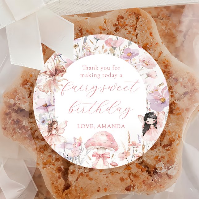 Floral Fairy First Birthday Party Sticker (Créateur téléchargé)