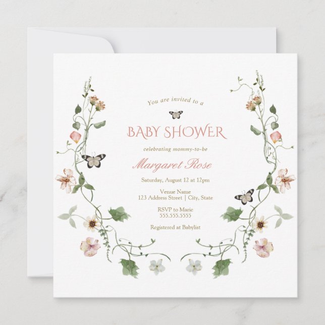 Floral Fairytale Garden Baby shower Invitation (Devant)