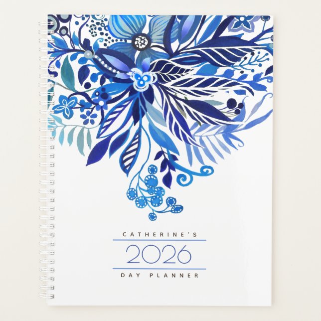 Floral Fantasy Blue Agenda Planner 2026 (Devant)