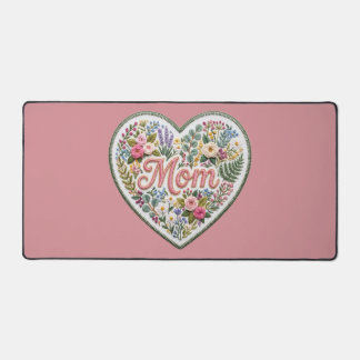 Floral Faux Embroidery Heart Mom