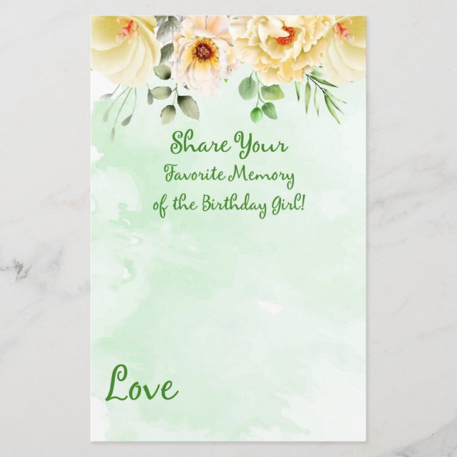 Floral Favorite Mémoire de la fille d'anniversaire (Devant)