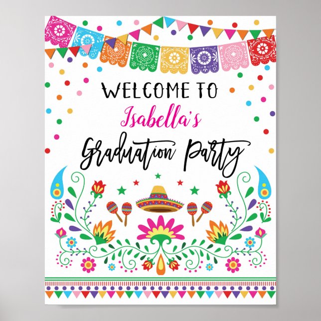 Floral Fiesta Graduation Party Affiche de bienvenu (Devant)