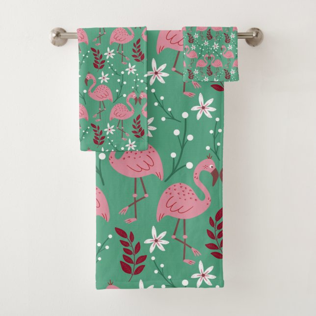 Floral flamingo sans couture motif rose vert (En situation)