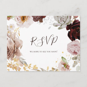 Floral flush moderne   Carte postale Mariage RSVP