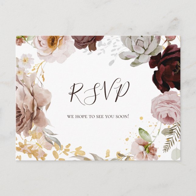 Floral flush moderne | Carte postale Mariage RSVP (Devant)