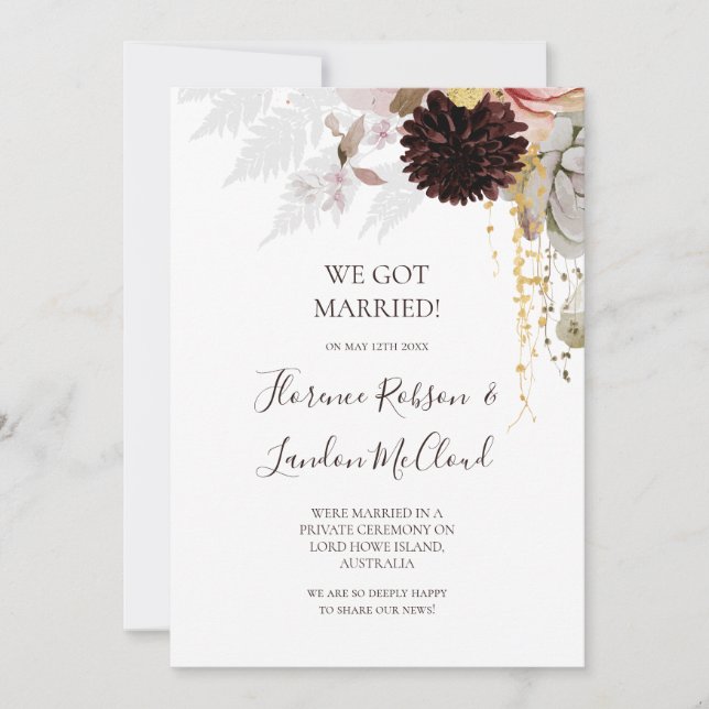 Floral flush moderne | Faire-part Elopement (Devant)
