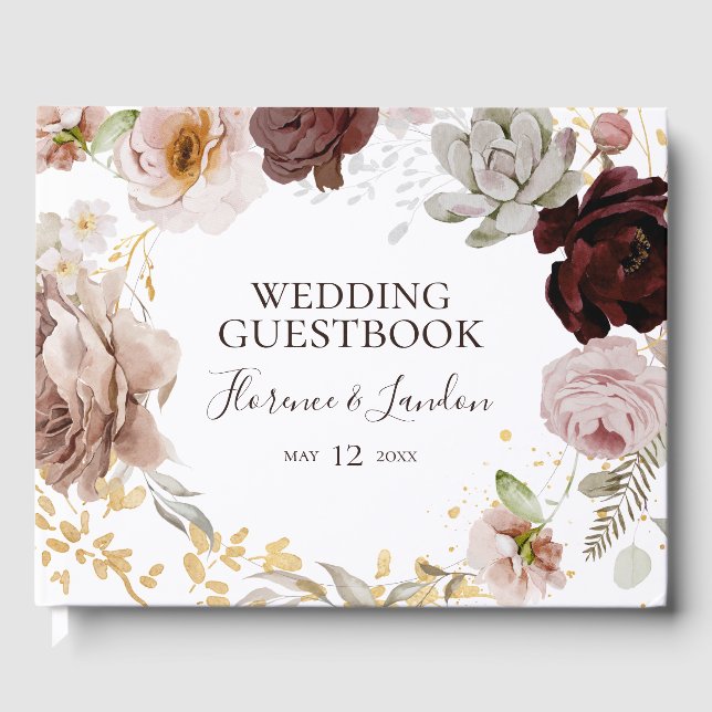 Floral flush moderne | Livre d'invité Mariage (Recto)